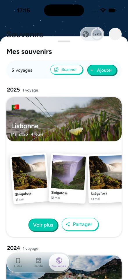 Mes souvenirs : les voyages passés recréés depuis la galerie